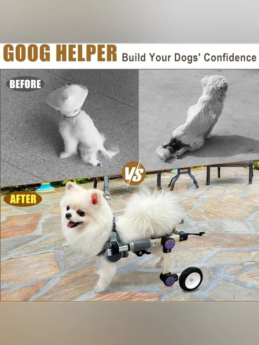 LetPetRun Hind Leg Adjustable Dog Wheelchair for XXS Dogs  Mobility Cart Support
